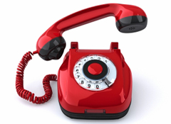 Red retro-styled telephone. Hang up!